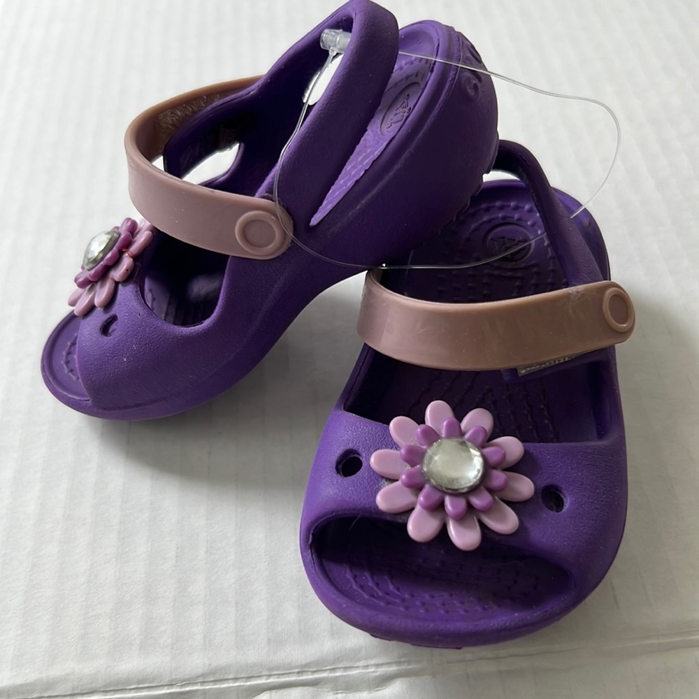 Purple Kids Shoes with Flower Design